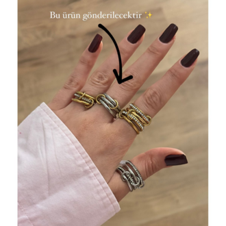 Altın Renk Halka, Gümüş Renk Yüzük, Sarmal Model Çelik Yüzük