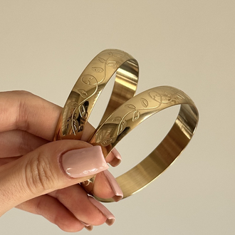 Vintage desenli çelik bangle bilezik