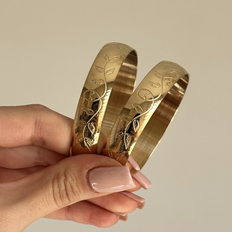Vintage desenli çelik bangle bilezik
