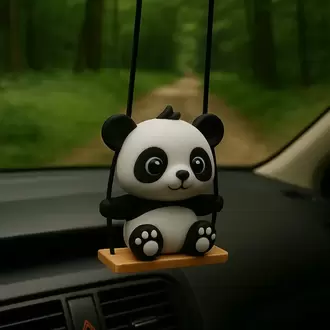 Panda Şeklinde Salıncakta Sallanan Dikiz Aynası Süsü