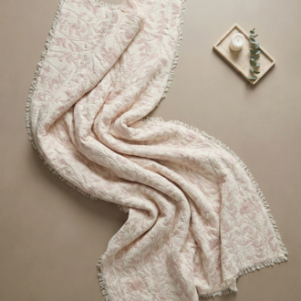 Jakarlı Müslin Yatak Örtüsü-Çift Kişilik PIKE-%100 PAMUK-230X250 cm - VANİLYA