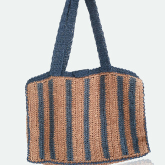 Çizgili Hasır Omuz Çantası | Striped Woven Shoulder Bag