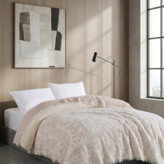 Jakarlı Müslin Yatak Örtüsü-Çift Kişilik PIKE-%100 PAMUK-230X250 cm - VANİLYA
