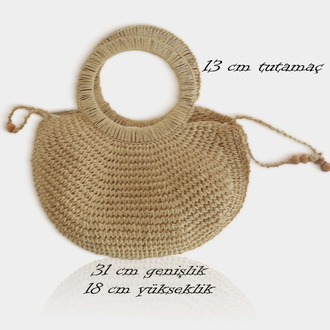 El Yapımı Doğal Dokulu Örgü Çanta | Minimalist Bej Tote | Handcrafted Woven Crochet Tote Bag