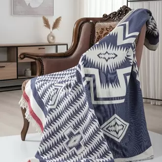 %100 Pamuk Premium Çok Amaçlı Tv Battaniyesi & Tv Şalı & Throw - 130X170 cm - AZUR