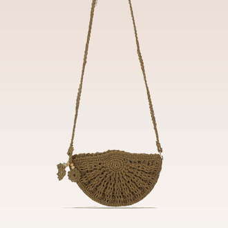 Kahverengi Örgü Yarım Ay Çanta | Brown Woven Half Moon Crossbody