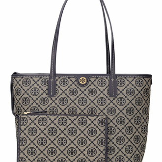 TORY BURCH Small T Monogram Cotton Zip Tote Bag