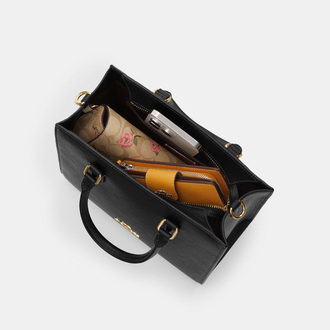 Coach Maggie Small Tote Bag In Blocked Signature - Gold/Walnut