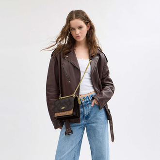 Coach Klare Crossbody Bag In Blocked Signature - Gold/Walnut/Tan - Hemen Teslimde