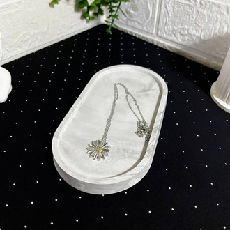 Papatyalı Çelik Kolye Silver
