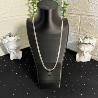Kilit Figürlü Silver Çelik Kolye (45cm)