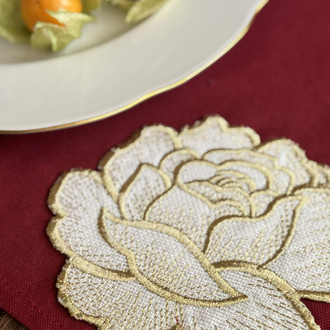 Bordeaux - Gold Rose Amerikan Servis (2’li)