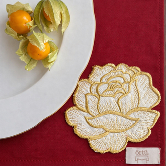 Bordeaux - Gold Rose Amerikan Servis (2’li)
