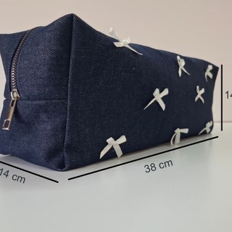 DREAMY Denim Kapitone Fiyonklu Tüm Saç Şekillendiricilerine Uygun Çanta