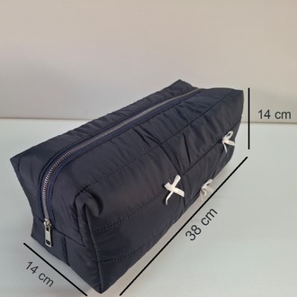  DREAMY Navy Kapitone Fiyonklu Tüm Saç Şekillendiricilerine Uygun Çanta