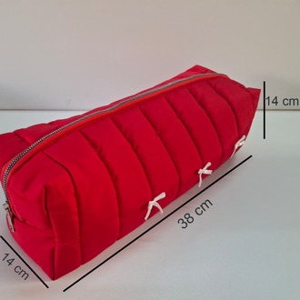  DREAMY Red Kapitone Fiyonklu Tüm Saç Şekillendiricilerine Uygun Çanta