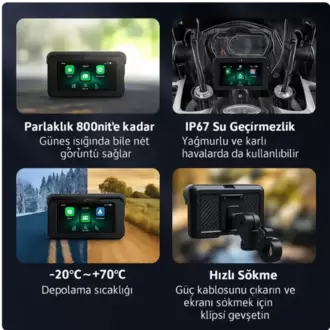 6 İnç Kablosuz 2 Kameralı CarPlay & Android Auto Multimedya Ekranı