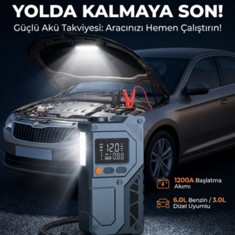 Castu Cs64Plus Max Jump Starter Akü Takviye, Powerbank, Hava Kompresörü ve Fener
