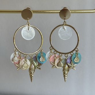 Deniz Kabuklu Charm Sallantılı Küpe