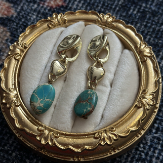 Doğal Taş Mavi Gold Küpe