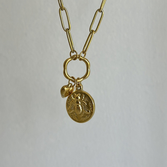 Arı Madalyon Charm Kolye | Çelik