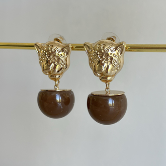 Aslan Kahve Gold Küpe