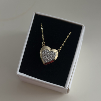 14k Taşlı Gold Kalp Kolye