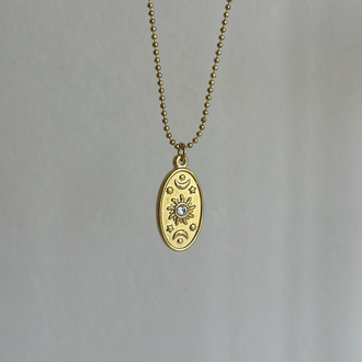 Güneş Ay Gold Kolye | Çelik