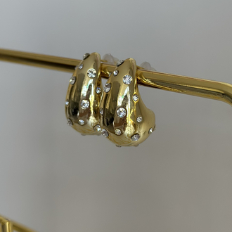 Gold Taşlı Damla Küpe