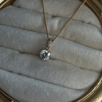 Tek Taş Kolye Rose Gold Kaplama 