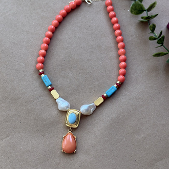 Coral Boncuk Kolye