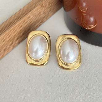 Gold İnci Vintage Küpe | Çelik
