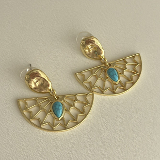 Bali Gold Mavi Küpe | Çelik