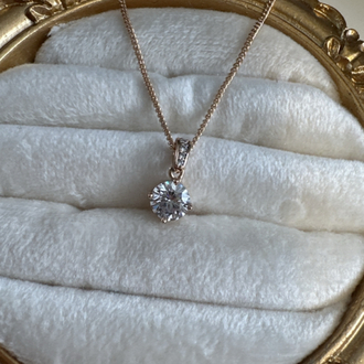 Tek Taş Kolye Rose Gold Kaplama 