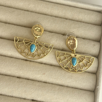 Bali Gold Mavi Küpe | Çelik