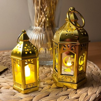Ramazan LED Kandil – Pilli, Altın Renkli (Orta boy)