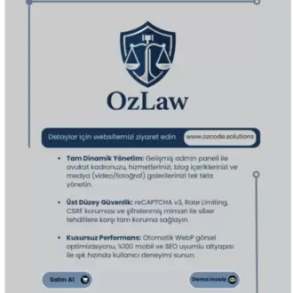 OzLaw - Gelişmiş Kurumsal Hukuk Bürosu ve Avukat Scripti (CMS) | Tek Seferlik Lisans