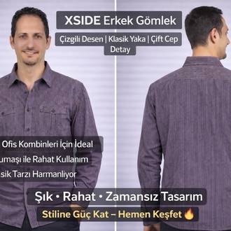 XSIDE Çizgili Uzun Kollu Gömlek