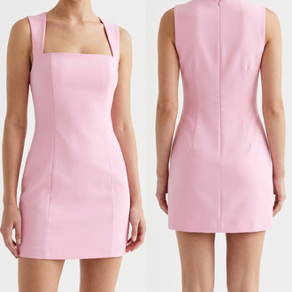 Kup Detaylı Pembe Mini Elbise