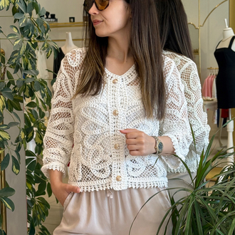 Ajurlu Beyaz Hırka