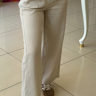 Kemerli Keten Pantolon