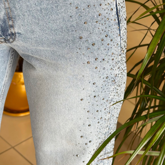 Yanları Taşlı Wide Leg Jean