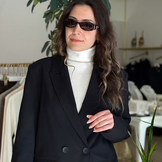 Çift Düğmeli Siyah Blazer Ceket