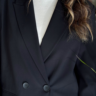 Çift Düğmeli Siyah Blazer Ceket