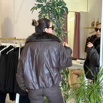 Kürk Detaylı Kahve Mont