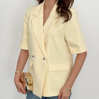 Sarı yarım kollu blazer ceket