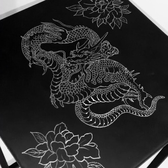 Custom engraved metal unique table.