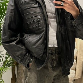 Vintage Oversize Bomber Deri Mont