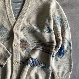 Vintage Oversize Desenli Hırka