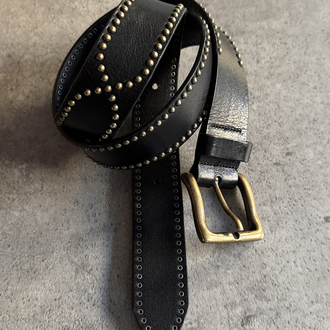 Vintage Premium Metal İşlemeli Deri Kemer